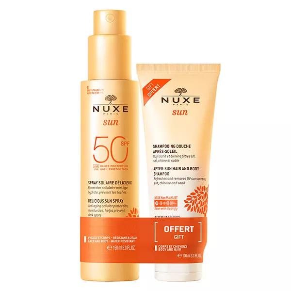Nuxe Sun Pack Spray Fundente SPF50 150ml + Champú de Ducha After-Sun 100ml