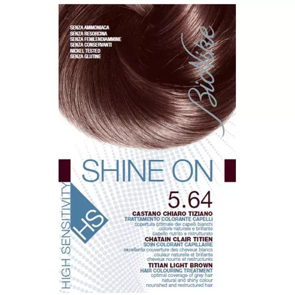 Bionike Shine On HS Coloration Cheveux Permanente Très Haute Tolérance Chatain Clair Titien 5.64