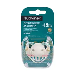 Suavinex Sucette Silicone Physiologique Hiver Blanc Jacquard +18m