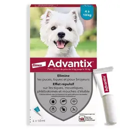 Advantix Chien Solution Antiparasitaire Petite Race 4 à 10kg 4 pipettes