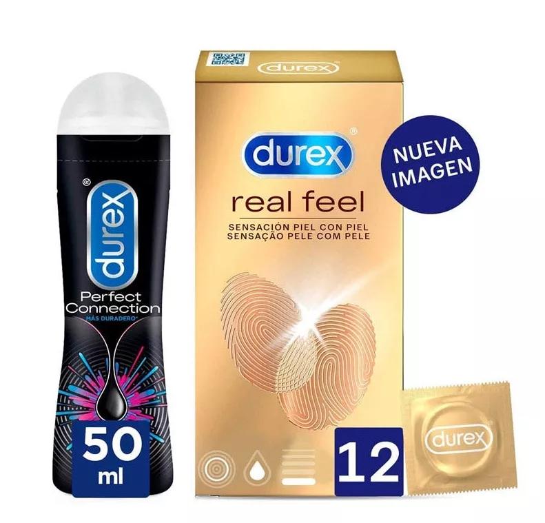 Preservativos Durex Pack Real Feel 12 unidades + Lubrificante Perfect Connection 50 ml