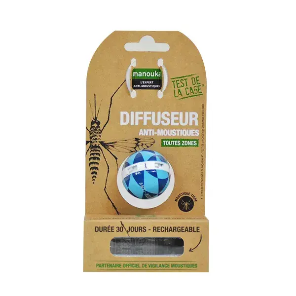 Manouka Boule Macchie Giallo Verde Diffusore Anti-Zanzare + Ricarica 6ml