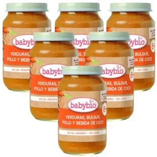 Babybio My First Pieces Jar Vegetables Bulgur Chicken and Coconut Drink +8m 6x200 gr