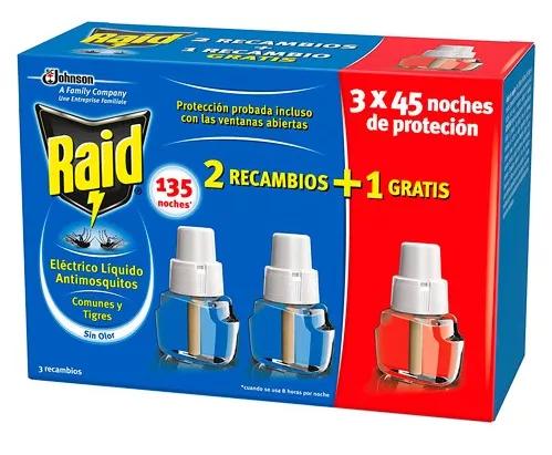 Raid Eléctrico Líquido Antimosquitos 3 Recambios