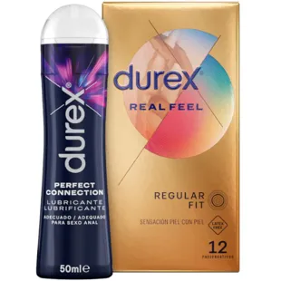 Durex Real Feel Preservativos 12 uds + Perfect Connection Lubricante 50 ml