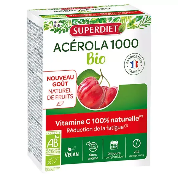 Superdiet Acérola 1000 Bio 24 comprimés à croquer