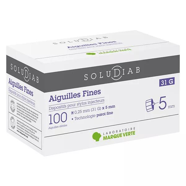 Marque Verte Soludiab Ago Ultrafina per Iniettore a Penna d'Insulina 5mm 31G 100 unità