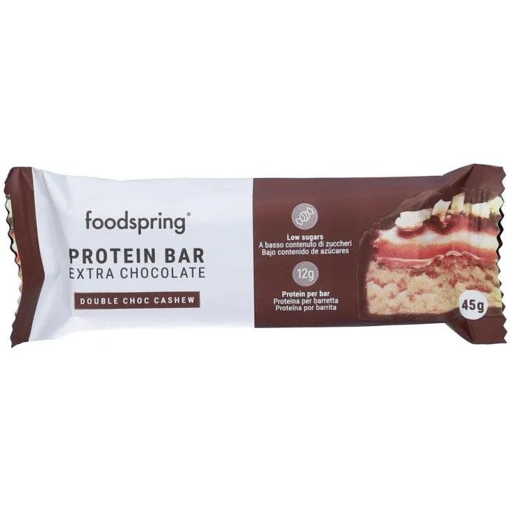 Foodspring Baretta Proteica Extra Chocolate Doppio Cioccolato e Anacardi 45g