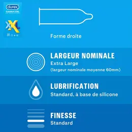 Durex Lot de 2 Boîtes de Préservatifs Confort XXL x10 - Nude XL x2