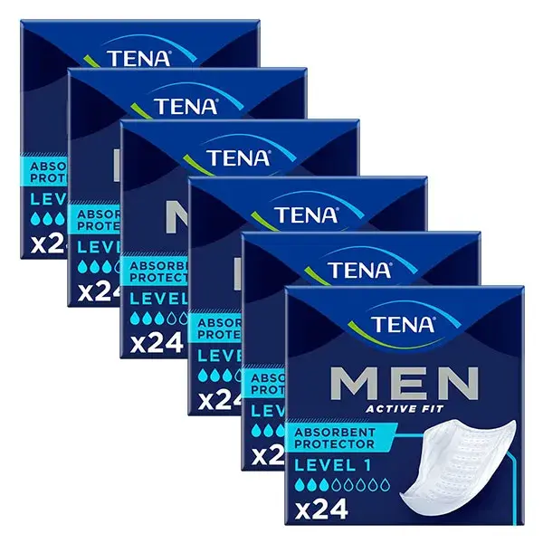 TENA Men Active Fit Protection Absorbante Niveau 1 Taille 46-56 Lot de 6 x 24 unités