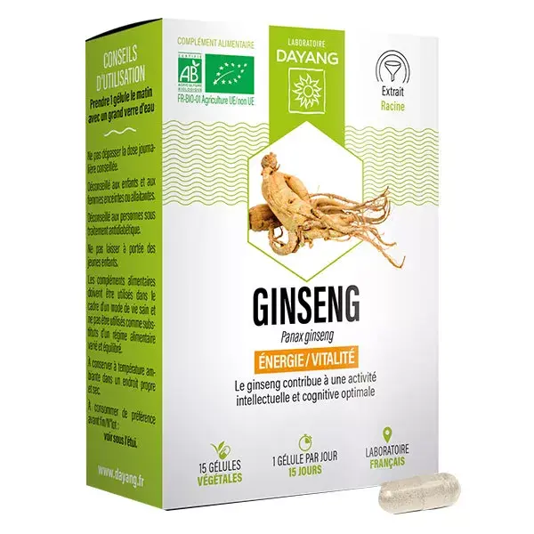 Dayang Panax Ginseng Bio Tonique Physique et Intellectuel 15 gélules