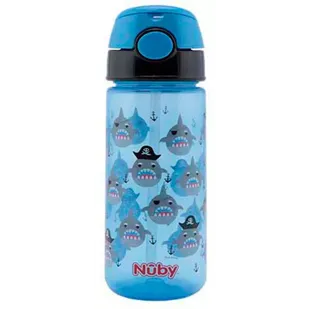 Nûby Cup with Push Button and Soft Straw +3 years 540 ml Blue