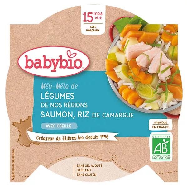 Babybio Menu du Jour Assiette Mix de Verduras y Salmón con Arroz a partir de 15 meses 260g