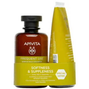Apivita shampoo use frequent with camomile and honey 250ml gift: smoothing conditioner 50ml