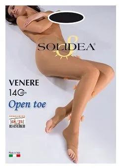 Solidea Venere Open Toe 140 DEN Collant Compressivo Punta Aperta Infradito Colore Cammello Taglia 1 S