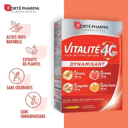 Forté Pharma Vitalité 4G Dynamisant Coup de fouet naturel Vitamine C 20 ampoules