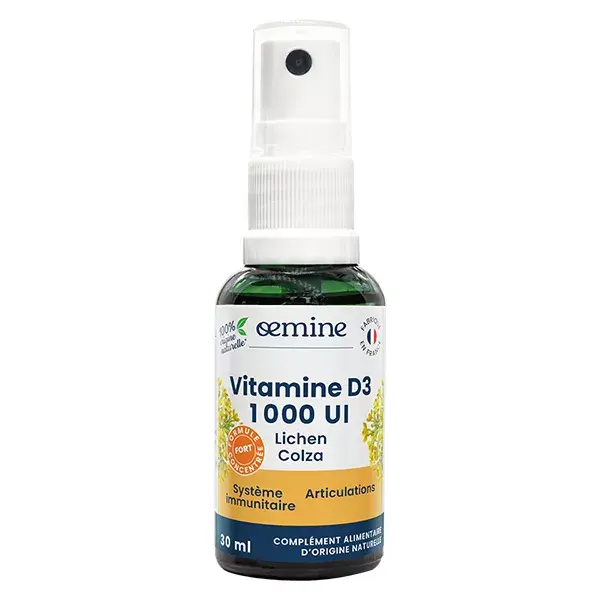 Oemine Vitamine D3 1000 UI Lichen et Colza Système Immunitaire et Articulations 30ml