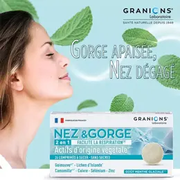 Granions Nez&Gorge Confort Respiratoire Goût Menthe 24 comprimés à sucer