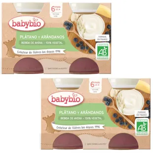 Babybio Yaourt Végétal Avoine, Banane et Myrtilles +6m 130 gr 2x2 unités