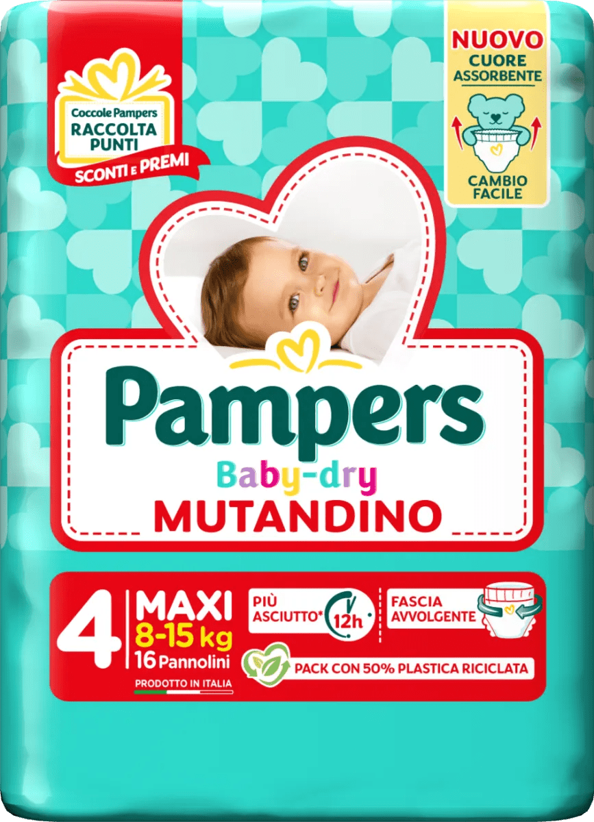 Pampers Baby-Dry Mutandino 4 Maxi 8-15 kg 16 Pannolini