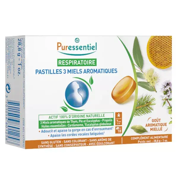 Puressentiel Respiratoire Pastilles 3 Miels Aromatiques 18 pastilles
