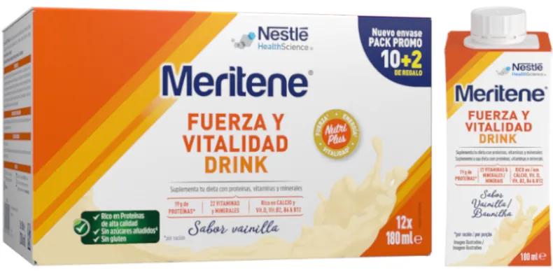 Meritene Drink Force et Vitalité Goût Vanille 12x180 ml