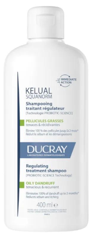 Ducray Kelual Squanorm Shampoo gegen fettige Schuppen, 400 ml