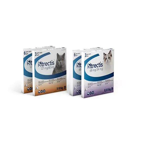 Strectis Insecticide 68mg/34mg (Fipronil/Methoprene) cat from 0.5kg to 5kg spot on pipette box of 6