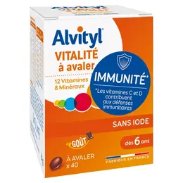 Alvityl Vitalité à avaler 12 vitamines et 8 minéraux Dès 6 ans 40 comprimés