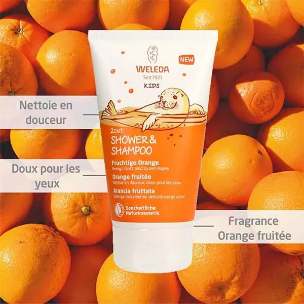 Weleda Kids Shampoing Douche 2 en 1 Orange Fruitée 150ml