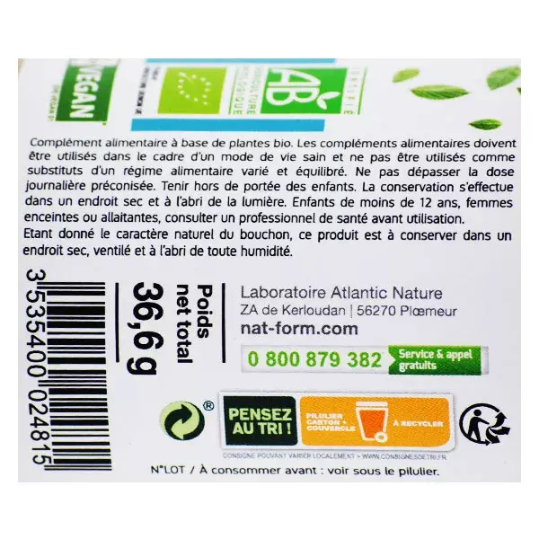 Nat & Form Eco Responsable Complejo Relajación Bio 120 comprimidos