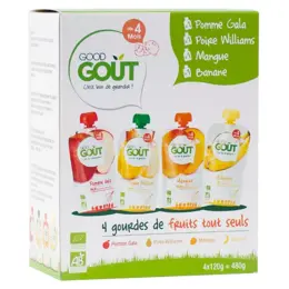 Good Goût Gourde Compote de Fruits Variety Fruits +4m Bio 4 x 120g