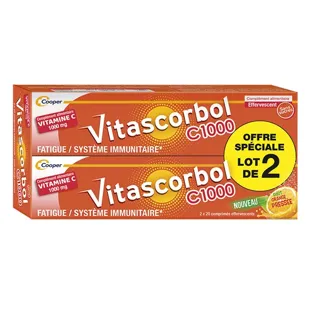 Vitascorbol Vitamina C 1000 mg - Gusto Arancia Fresca - 2 x 20 compresse effervescenti