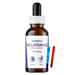 Nutri&Co Mélatonine 1,9mg avec Mélisse et Valériane Format Liquide 20mL