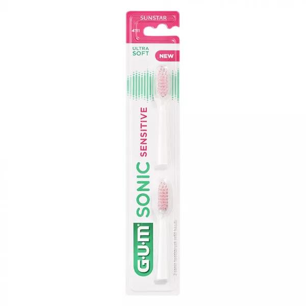 Gum Cepillo de Dientes Eléctrico N°4111 Sonic Sensitive Ultra Suave Recambio 2 unidades