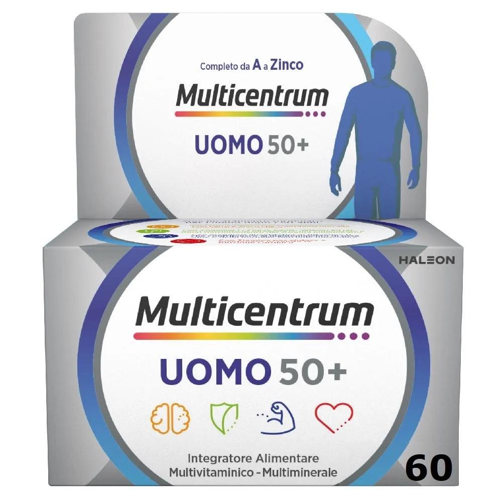 Multicentrum Uomo 50+ Integratore Alimentare Multivitaminico Vitamina D3 C B Zinco Magnesio 60 Compresse