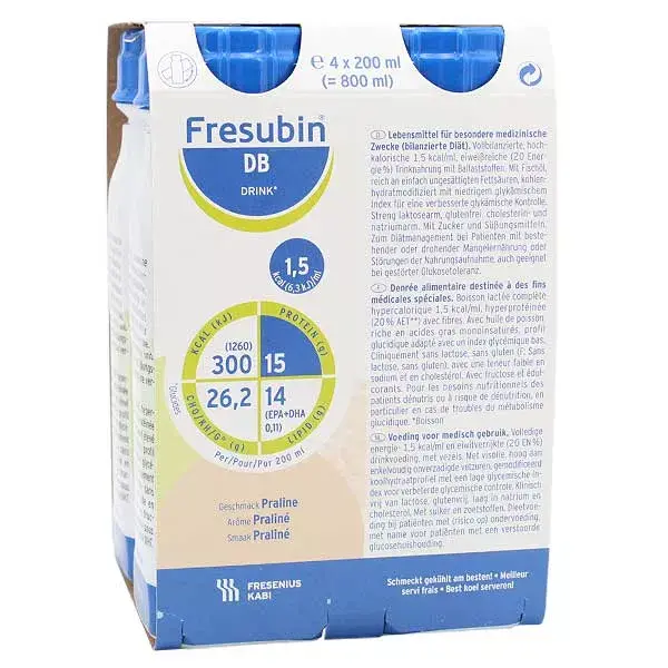 Fresenius Fresubin Max Diabète Drink Praliné Aliment Liquide 4 x 300ml