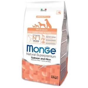 Monge All Breeds Puppy & Junior Salmone E Riso Cibo Secco Per Cani Cuccioli 2,5 Kg