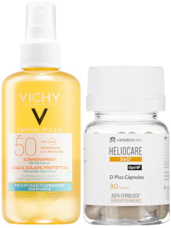 Heliocare 360 D Plus 30 capsules + Vichy Capital Soleil Hydraterend Water SPF 50 200 ml