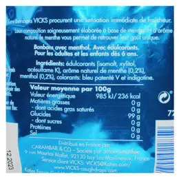 Vicks Bonbons Menthol Sans Sucre 72g