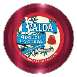 Valda Gommes Sans Sucres Fruits Rouges Adoucit La Gorge 140g