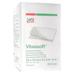 L&R Vliwasoft Compresse en Non-Tissé Non-Stérile 7,5cm x 7,5cm 100 compresses