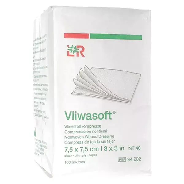 L&R Vliwasoft Compresse Non-Tissé 7,5x7,5cm 100 Unités