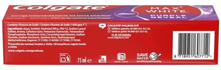 Lot De 2 Dentifrices Colgate Max White Purple Reveal 100g - Blanchissant - Date Expiration 2027