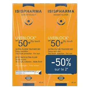 Isispharma Uveblock Dry Touch Ultra Fluido SPF50+ Lotto di 2 x 40ml