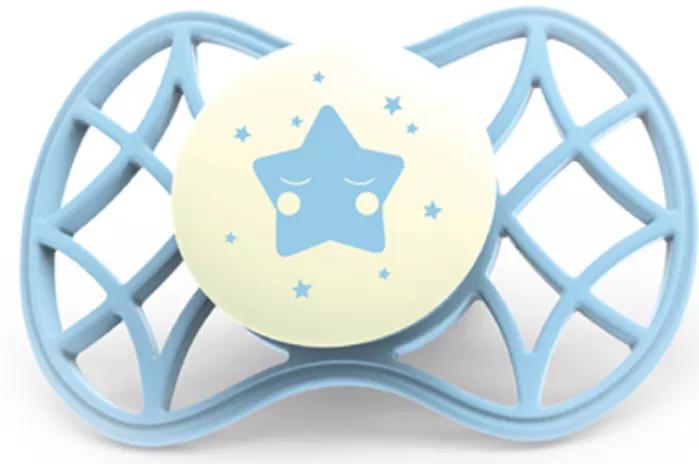 Nuvita Reflektierender Schnuller mit symmetrischem Sauger +0m Blue Star