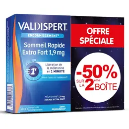 Valdispert Sommeil Rapide Extra Fort 1.9mg Mélatonine Lot de 2 x 40 comprimés