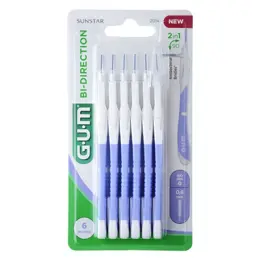 Gum Brossette Interdentaire Bi-Direction 0,6mm Bleu Lavande 6 unités