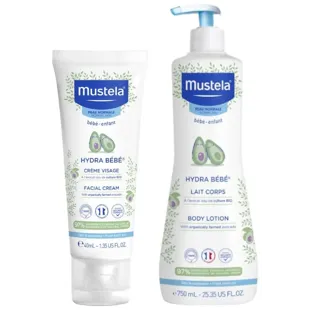Mustela Hydra-Baby Face Cream 40 ml + Body Milk 750 ml