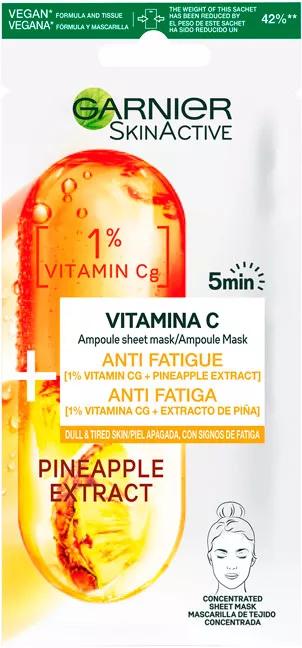Garnier Mascarilla Facial de Tejido Anti Fatiga con Vitamina C y Piña 1 ud